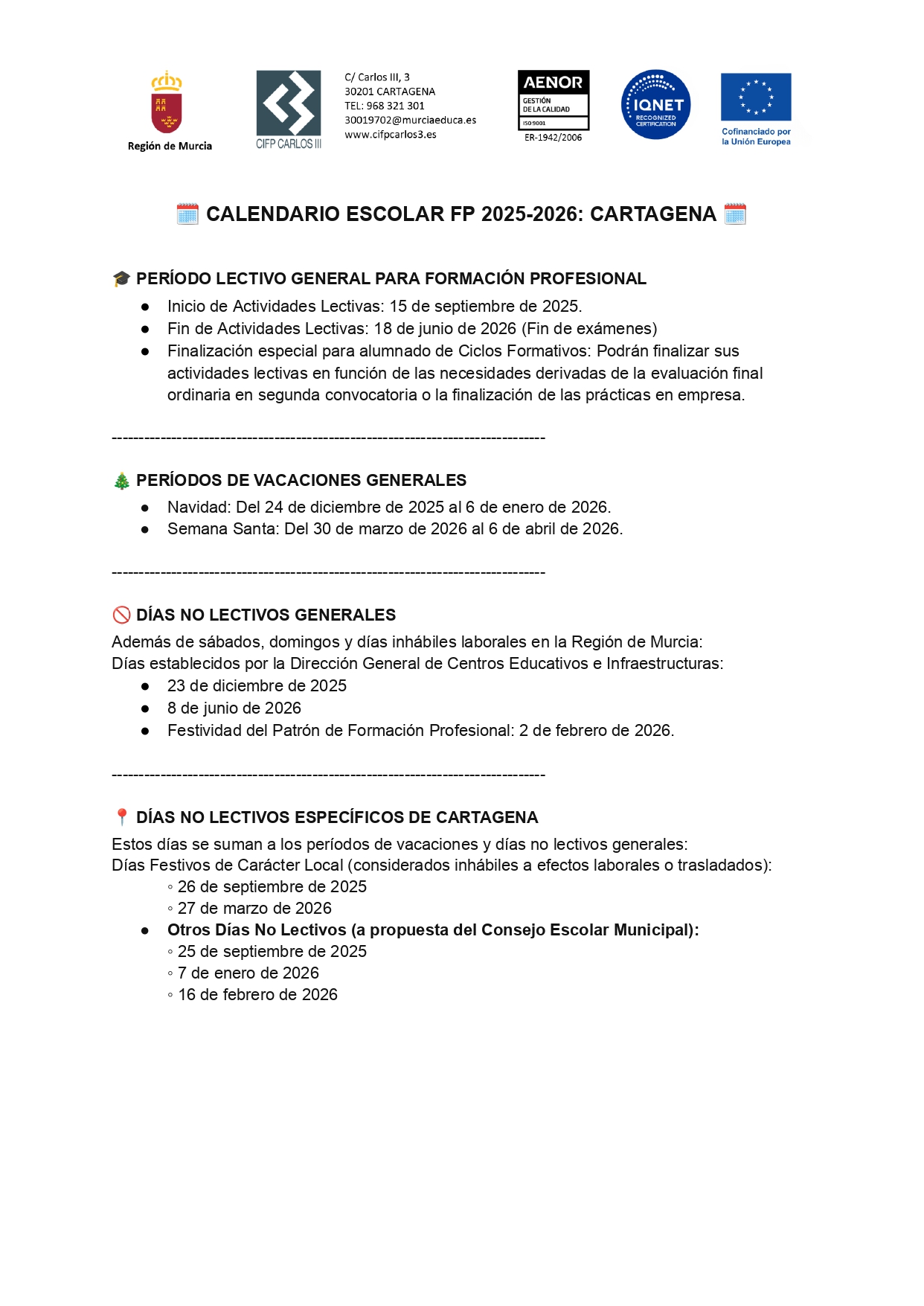CALENDARIO 25.26