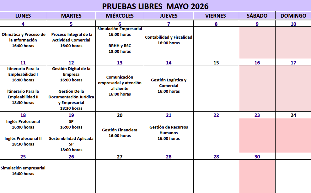 Calendario de ex&aacute;menes